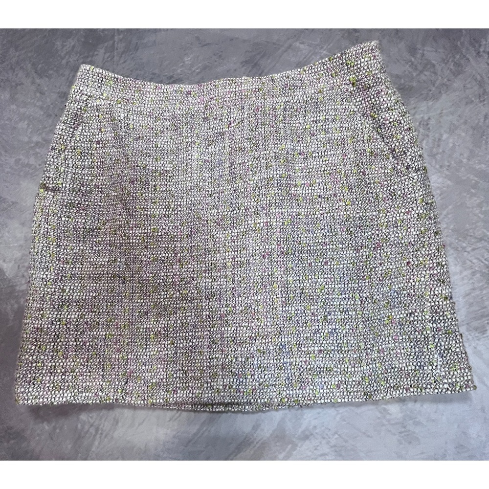 J Crew Mini Skirt Womens 6 Multicolor Tweed Cotton Lined Back Zip Career Formal